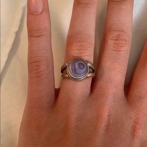 Wampum Stone Ring with sterling silver band